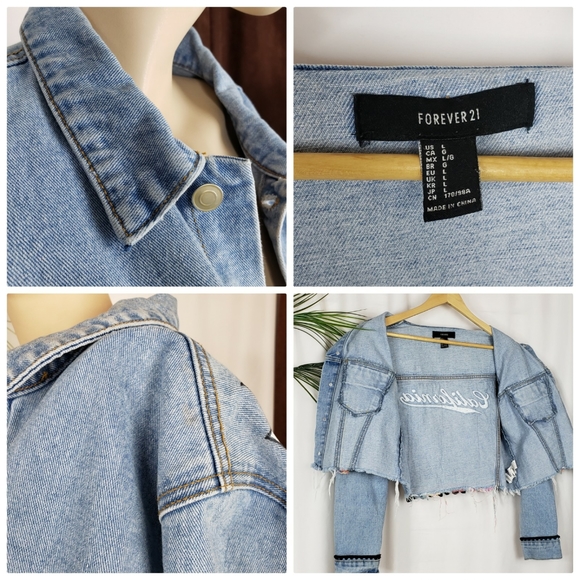 Custom Salt-n-Pepa Inspired Denim Cropped Jacket Size Medium / Large - Picture 6 of 16